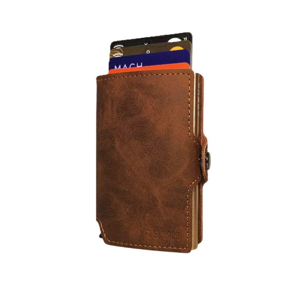 Tarjetero de Cuero Rfid Marron Deluxe