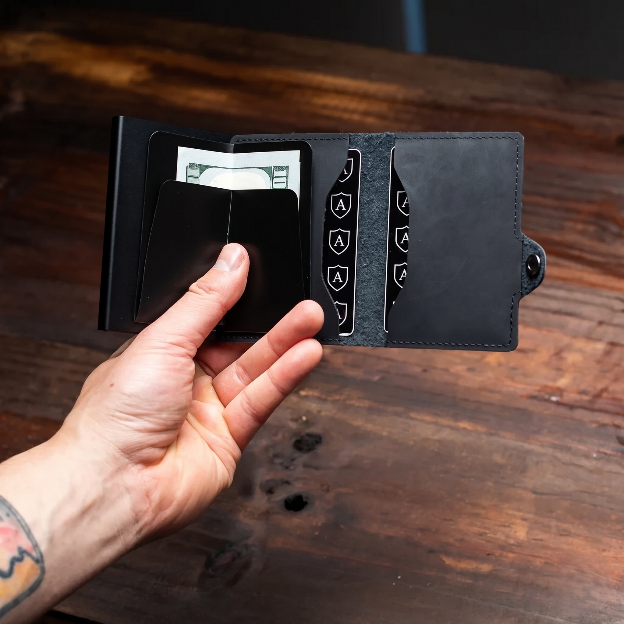 Tarjetero de Cuero Rfid Black Deluxe